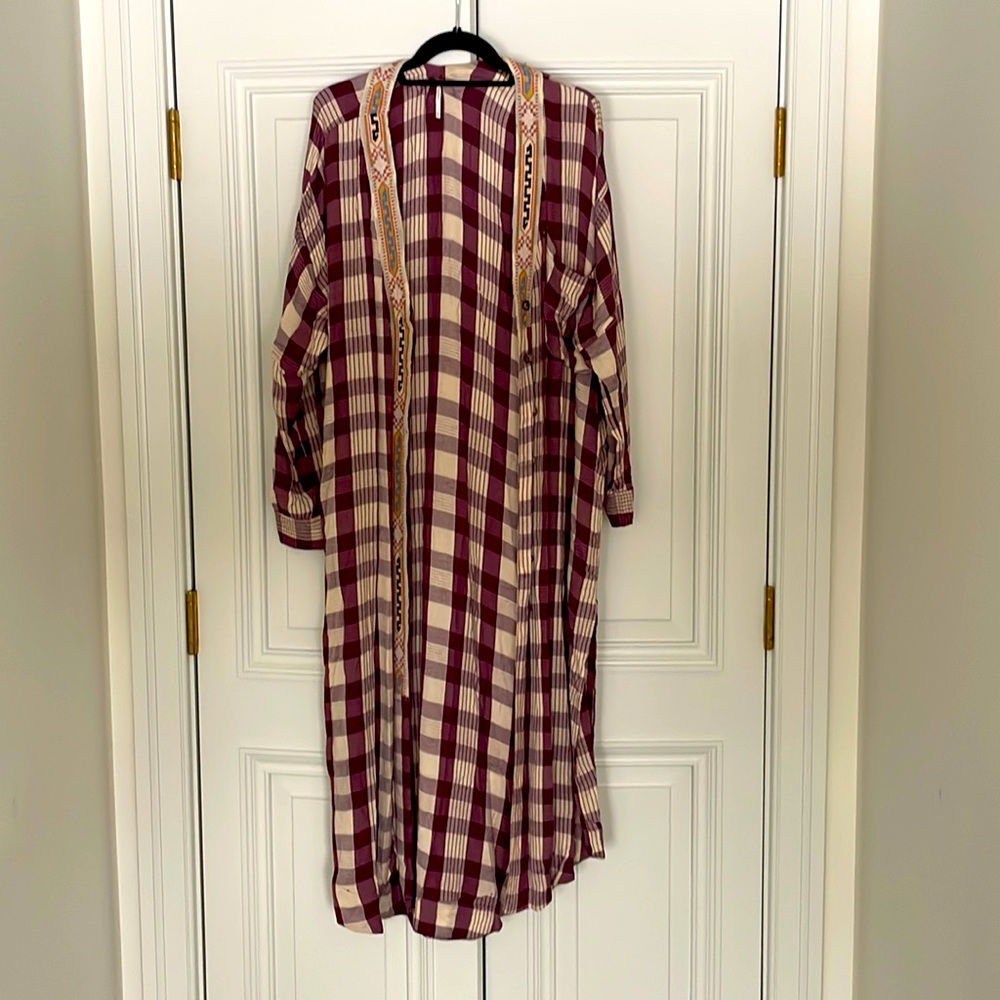 Free People Flannel Duster with novelty detail
